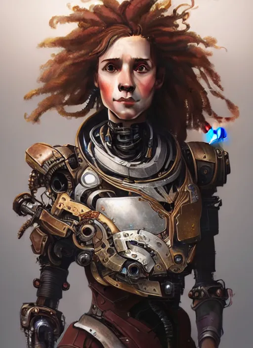 Prompt: portrait of hermione, robot steampunk, floral! horizon zero dawn machine, intricate, elegant, highly detailed, ray tracing, digital painting, artstation, concept art, smooth, sharp focus, illustration, art by artgerm and greg rutkowski and alphonse mucha, 8 k