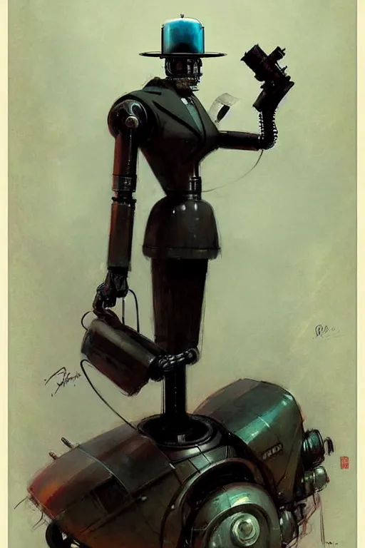 Prompt: ( ( ( ( ( 1 9 5 0 s retro future robot android film noir movie detective. muted colors. ) ) ) ) ) by jean - baptiste monge!!!!!!!!!!!!!!!!!!!!!!!!!!!!!!