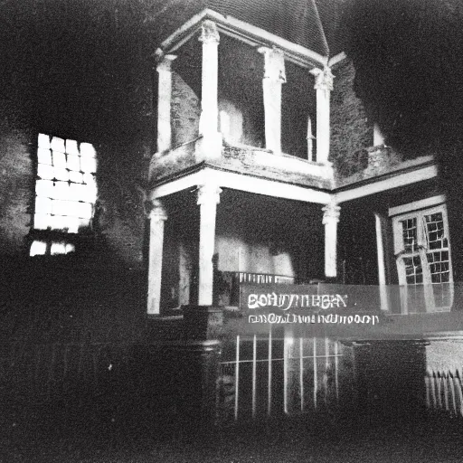 Prompt: poltergeist activity at borley rectory, the most haunted house in england, 1930 photo