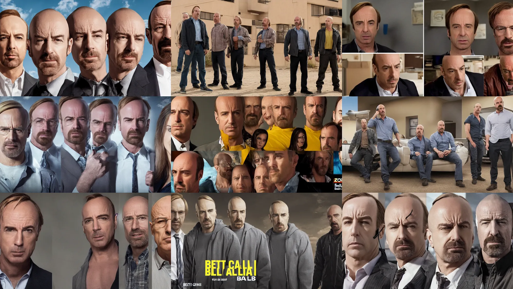 Prompt: Zoom call with the main characters from Better Call Saul and Breaking Bad