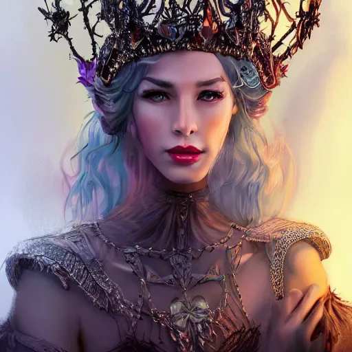 Prompt: stunning portrait of a fantasy queen, concept art, elegant, intricate, 8k