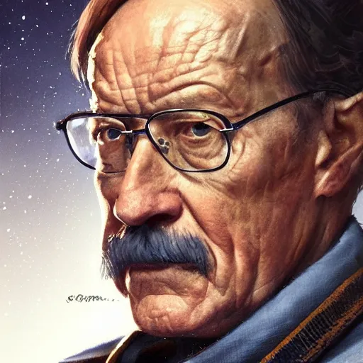 Image similar to portrait of a man by greg rutkowski, chancellor or the galactic alliance, he looks like brian cranston, star wars expanded universe, he is about 6 0 years old, wearing uniform of the galactic alliance, highly detailed portrait, digital painting, artstation, concept art, smooth, sharp foccus ilustration, artstation hq