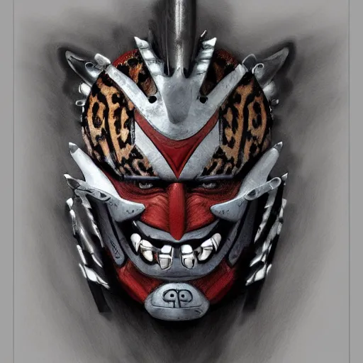 Image similar to Character Design, aztec warrior with jaguar mask, photorealistic