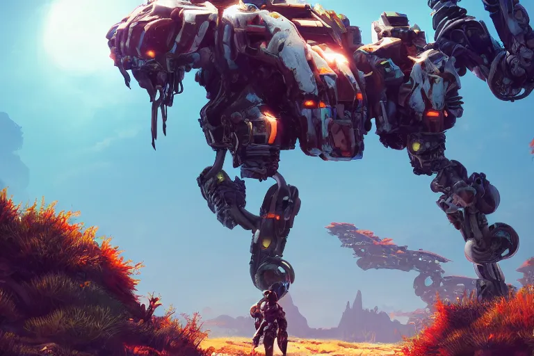 Image similar to shell - walker machine mecanical creature robot of horizon forbidden west horizon zero dawn bioluminiscence global illumination ray tracing hdr fanart arstation by ian pesty and alena aenami artworks in 4 k