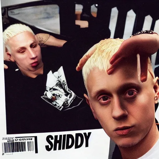 Image similar to Slim Shady listening to Slim Shady LP in the Slim Shady LP album cover