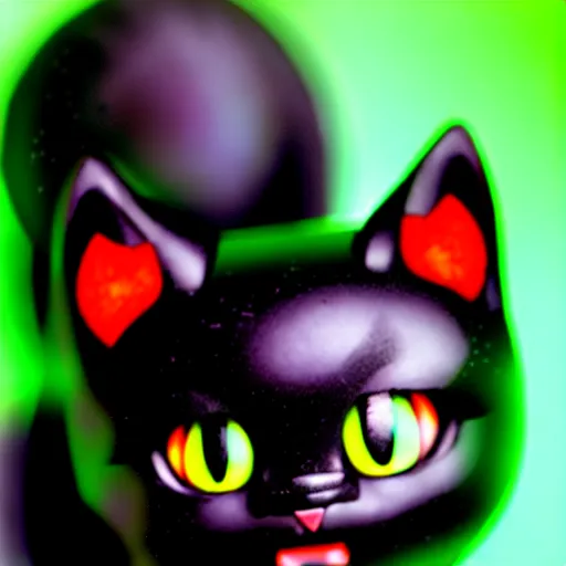 Image similar to portrait of a black cat with glowing red eyes nendoroid kawaii chibi