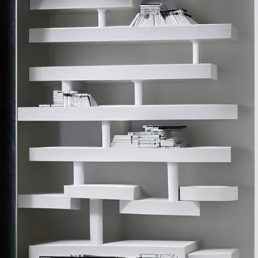 Image similar to white zen clean modern minimalist bookshelf with cute plants by zaha hadid, peter tarka