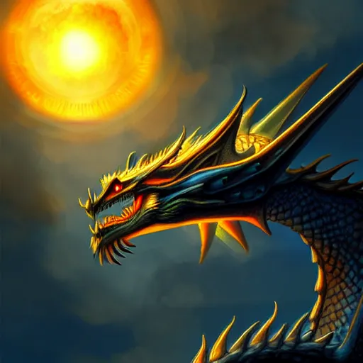 Prompt: a dragon transporting the sun, 8 k, digital art, fantasy art, modernism, ultra detailed, make it look like it was created with dall - e 2