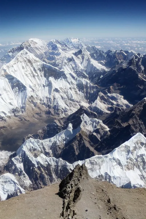 Prompt: view from the top of mount everest