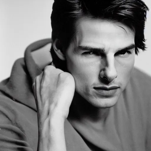 Prompt: A photo of young Tom Cruise, head shoot, promo shot, highly detailed, sharp focus, kodak film, studio lighting