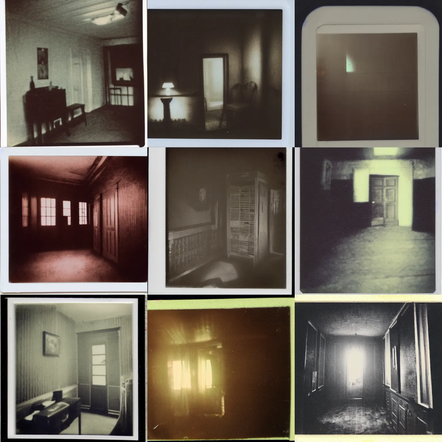 Prompt: polaroid photo of a ghost high detailed sharp focus dark horror night interior