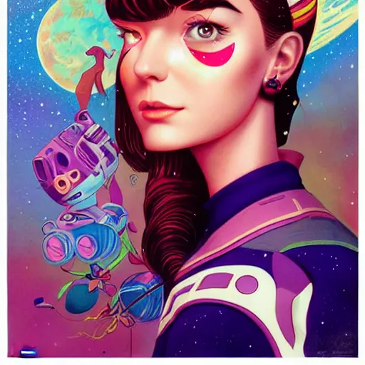 Image similar to Lofi portrait Pixar of comis girl galaxie style by Tristan Eaton Stanley Artgerm and Tom Bagshaw