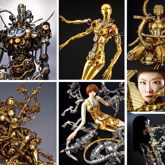 Prompt: still frame from Prometheus movie by Makoto Aida, assembly of mechanical angel gynoid by Malczewski metal couture by Guo pei by neri oxmn painted by Caravaggio and by Hisashi Tenmyouya by Fuyuko Matsui by Makoto Aida by Yasunari Ikenaga by Takato Yamamoto