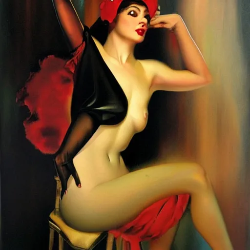 Prompt: a young person, half male and half female, rolf armstrong