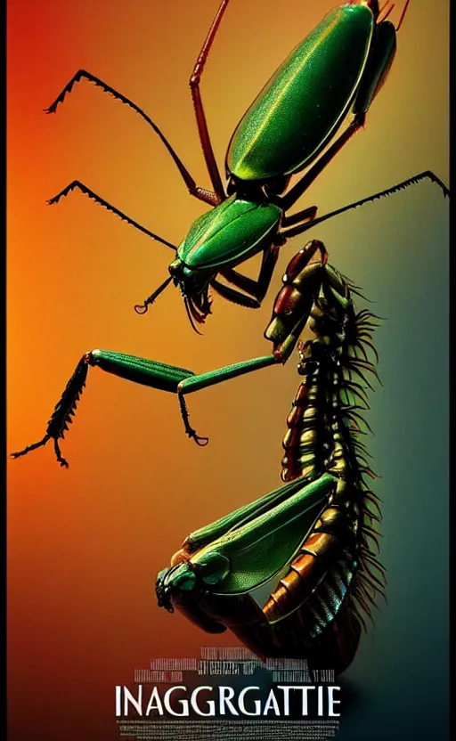 Image similar to exquisite imaginative creature poster art, like a bug, like a mantis, movie art, by lucusfilm, weta studio, 8 k, denoised, music poster