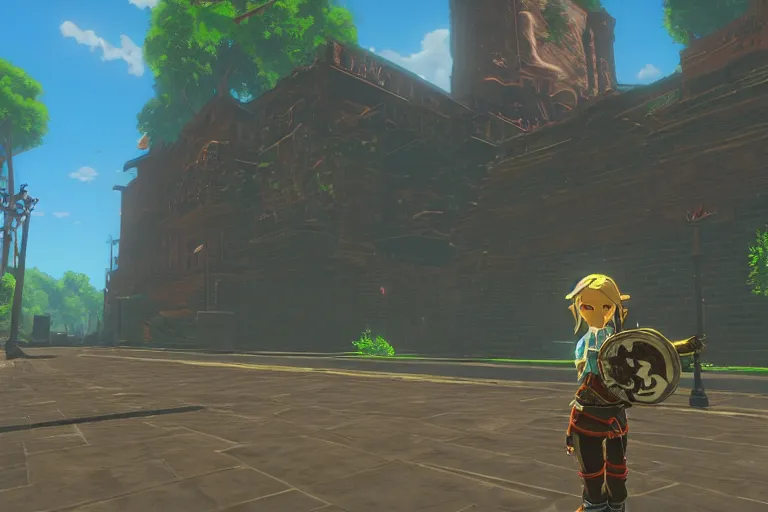 Image similar to u street washington dc in botw, breath of the wild screenshot