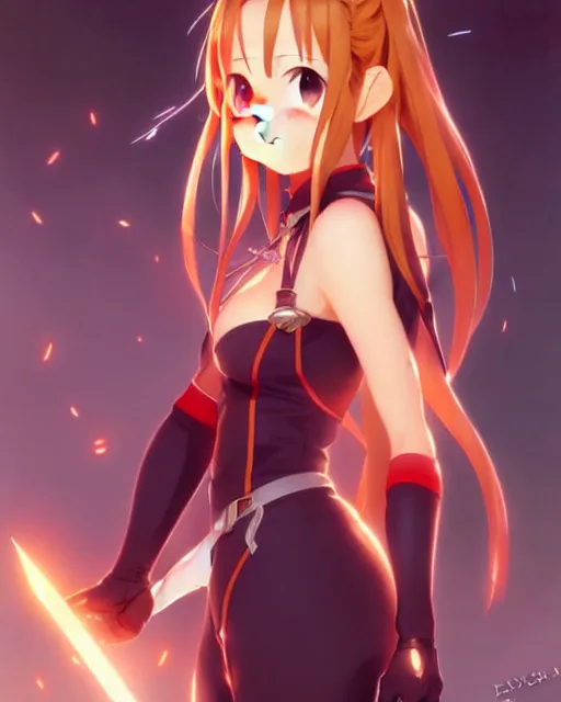 Prompt: very cute photo of asuna from sao, asuna by a - 1 pictures, by greg rutkowski, gil elvgren, enoch bolles, glossy skin, pearlescent, anime, very coherent