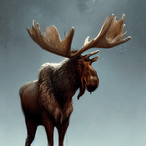 Image similar to anthropomorphic moose by greg rutkowski