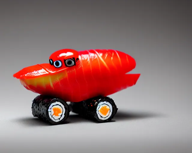 Image similar to A sushi tractor, sharp focus, toy photography by Artgerm and Greg Rutkowski and WLOP