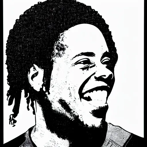 Image similar to side view portrait of ronaldinho smiling, screen print design.