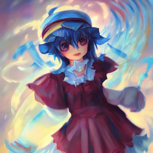 Prompt: cirno from touhou, by ross tran, oil on canvas