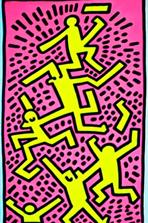 Prompt: freedom and love, by keith haring