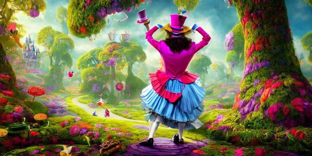 Prompt: The Mad Hatter, Alice in wonderland, colorful, wide angle, super highly detailed, professional digital painting, artstation, concept art, smooth, sharp focus, no blur, no dof, extreme illustration, Unreal Engine 5, Photorealism, HD quality, 8k resolution, cinema 4d, 3D, beautiful, cinematic, art by artgerm and greg rutkowski and alphonse mucha and loish and WLOP