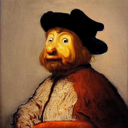 Prompt: a painting of a sausage in the style of Rembrandt van Rijn