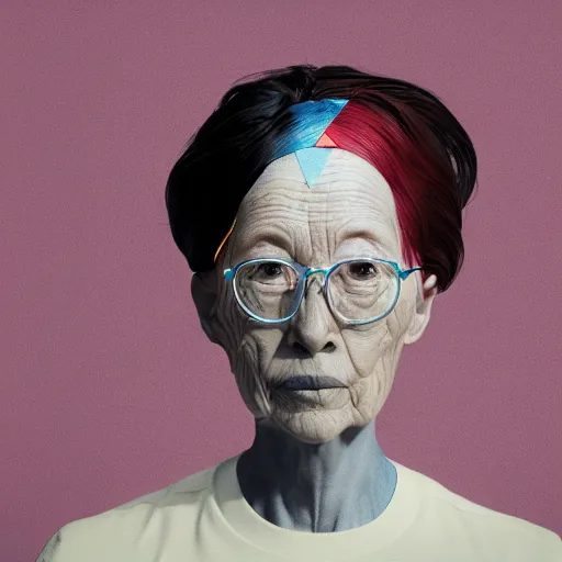 Prompt: abstract 3d female portrait age 75 by james jean and Jason Chan, rendering, redshift, octane