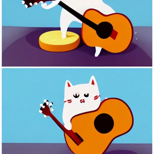 Image similar to A cartoon cat with a body made of cheese playing guitar; extremely detailed; trending on artstation