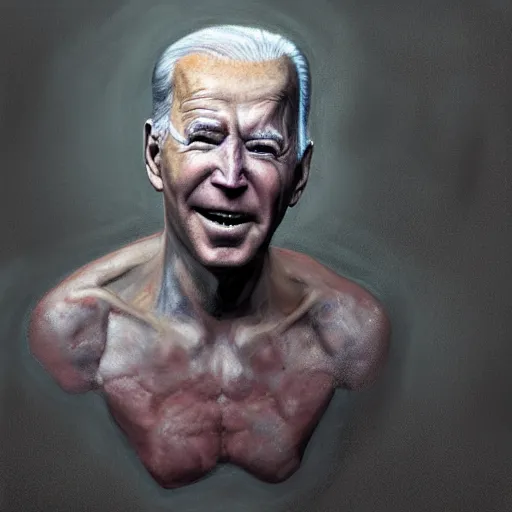 Image similar to hyperrealistic mixed media high resolution painting of Joe Biden with dilapidated body is Gollum skulking in a dark cave, stunning 3d render inspired art by Jamie Salmon and István Sándorfi and Unreal Engine and Greg Rutkowski, perfect facial symmetry, realistic flesh, dim volumetric lighting, 8k octane beautifully detailed render, full body shot, post-processing, extremely hyper-detailed, intricate, epic composition, highly detailed attributes, highly detailed atmosphere, cinematic lighting, masterpiece, trending on artstation, very very detailed, masterpiece, stunning, flawless completion, lifelike texture, perfection,