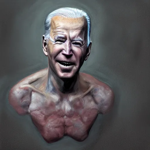 Prompt: hyperrealistic mixed media high resolution painting of Joe Biden with dilapidated body is Gollum skulking in a dark cave, stunning 3d render inspired art by Jamie Salmon and István Sándorfi and Unreal Engine and Greg Rutkowski, perfect facial symmetry, realistic flesh, dim volumetric lighting, 8k octane beautifully detailed render, full body shot, post-processing, extremely hyper-detailed, intricate, epic composition, highly detailed attributes, highly detailed atmosphere, cinematic lighting, masterpiece, trending on artstation, very very detailed, masterpiece, stunning, flawless completion, lifelike texture, perfection,