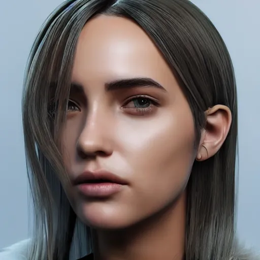 Prompt: “These 3D portraits are unbelievably incerdibly realistic. unreal engine 5. RTX. ray tracing. nvidia hairworks. portrait of beautiful girl with futuristic. very high detailed. By Charli Amani. ultra Photorealistic. realism best. trending artstation. Incredible graphics