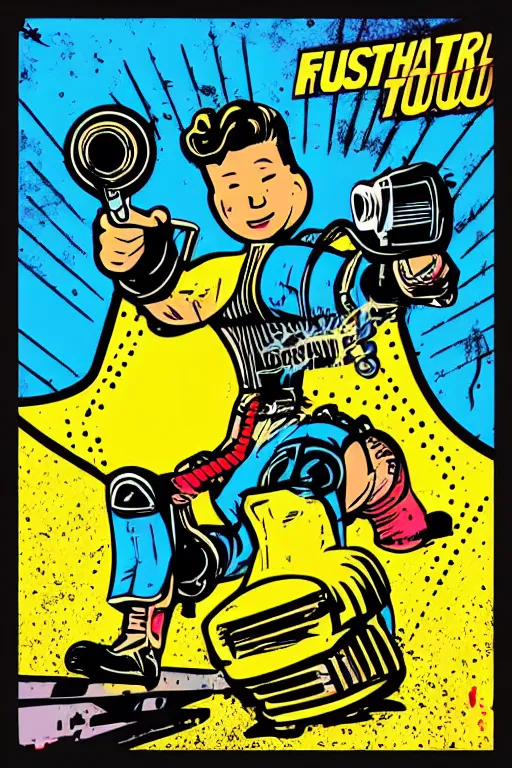 Image similar to fallout 7 6 retro futurist illustration art by butcher billy, sticker, colorful, illustration, highly detailed, simple, smooth and clean vector curves, no jagged lines, vector art, smooth andy warhol style