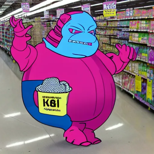 Prompt: obese krang in walmart