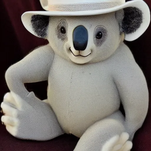 Image similar to koala wearing a fedora