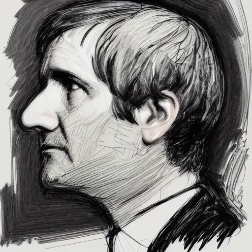 Image similar to a realistic yet scraggly portrait sketch of the side profile of a stern and sophisticated ben gibbard, trending on artstation, intricate details, in the style of frank auerbach, in the style of sergio aragones, in the style of martin ansin, in the style of david aja, in the style of mattias adolfsson