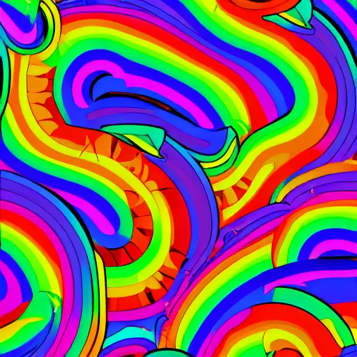 Image similar to lisa frank psychedelic rainbow wallpaper line art vector