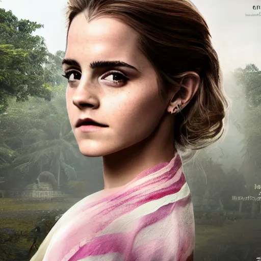 Prompt: emma watson wearing assamese mekhela, background: assam tea garden, clear makeup, clean hair, dry skin, clear skin, airbrushed, bright eye makeup, beautiful feminine body, photo by mario testino, 8k octane render, cinematic, hyper detailed, micro details, insanely detailed, trending on artstation, concept art