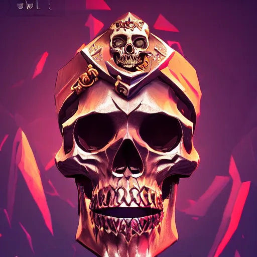 Image similar to ornate diamond skull, style of sea of thieves, detailed, beautiful lighting, high quality, artstation