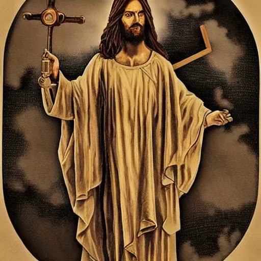 Image similar to steampunk Jesus