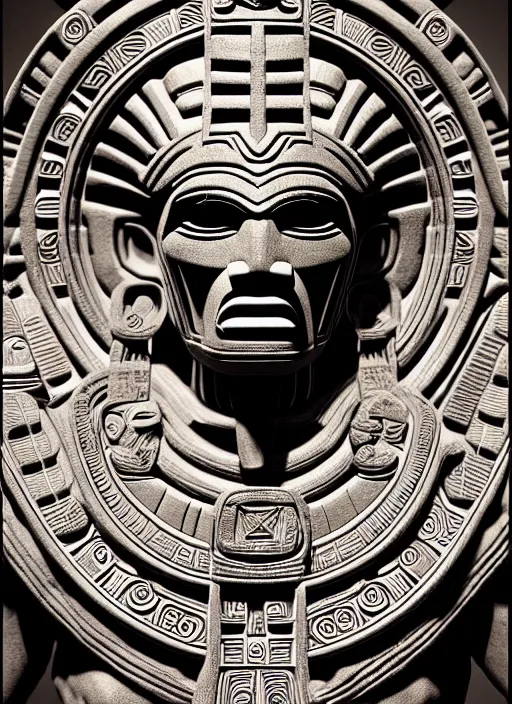 Image similar to photo of an aztec god in the style of stefan kostic, realistic, sharp focus, 8 k high definition, insanely detailed, intricate, elegant, art by stanley lau and artgerm