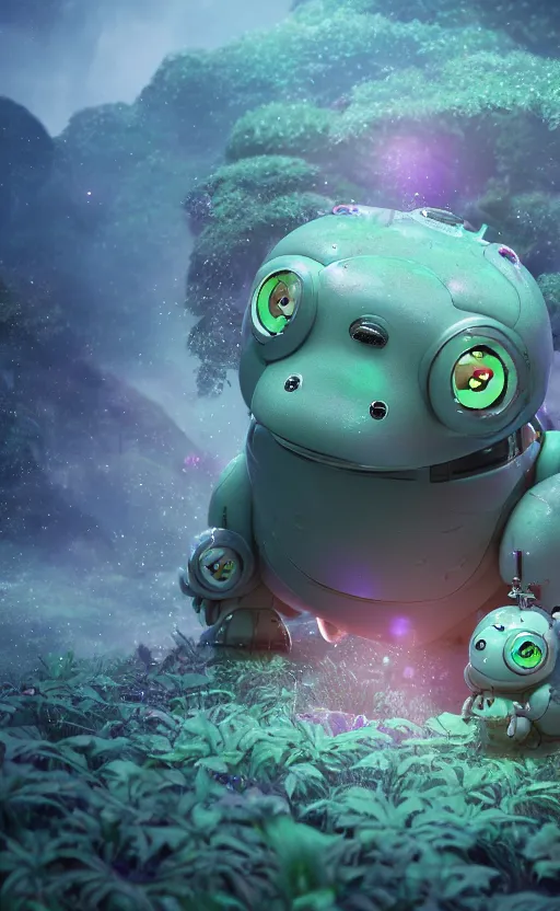 Image similar to microscopic tardigrades, magical forest, water bear, robots, concept art, intricate details, highly detailed, photorealistic, disney pixar, octane render, iridescent, anime, 8 k