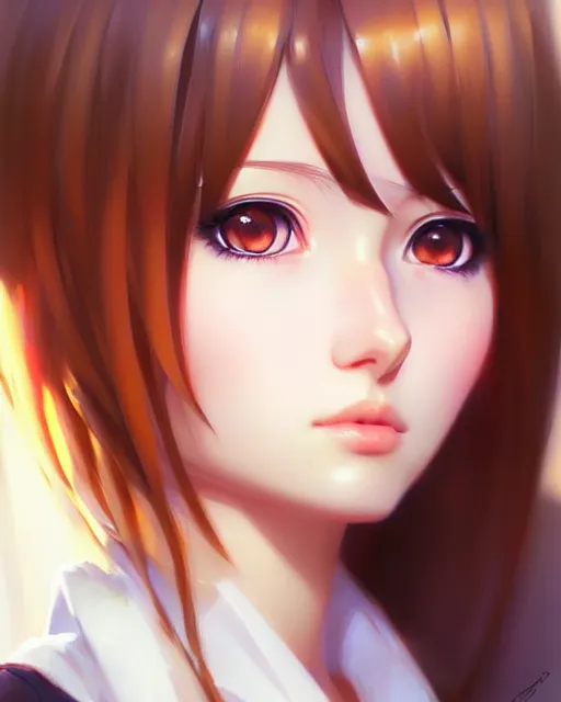 Image similar to portrait Anime girl cute-fine-face, pretty face, realistic shaded Perfect face, fine details. Anime. realistic shaded lighting by Ilya Kuvshinov Giuseppe Dangelico Pino and Michael Garmash and Rob Rey