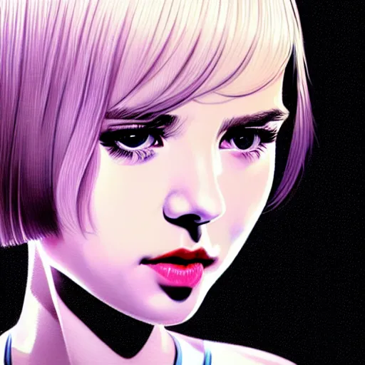 Prompt: famous young actress with bored eyes and dark circles staring into your soul. underground box office hit, comedy and seventies italian horror movie, unreal engine, intricate, ultra detailed 8 k, ambient occlusion, best, cool, extremely beautiful and aesthetic shape of face and neck, art by hiroaki samura and ilya kuvshinov and rossdraws andy warhol