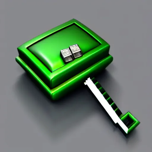 Prompt: a 3d game object of the metal key with large green diamond, icon, vray 4k render, on the white background, rpg game inventory item