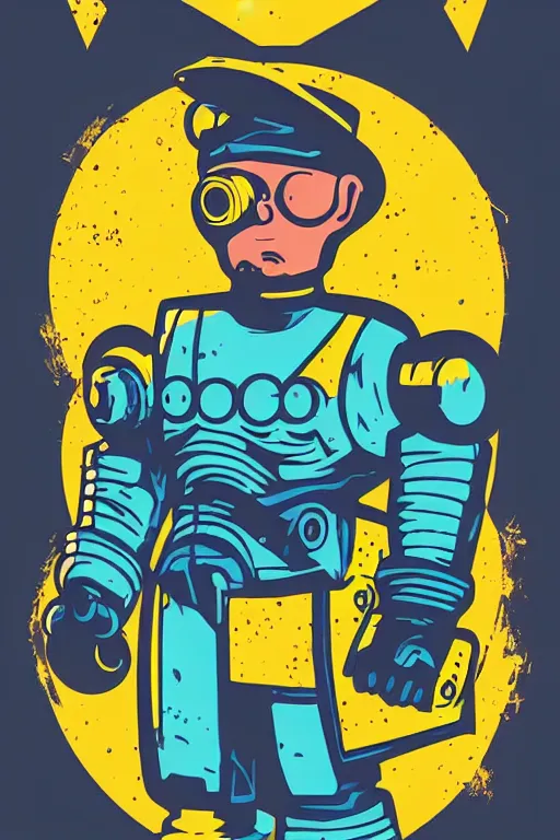 Image similar to fallout 7 6 retro futurist illustration art by butcher billy, sticker, colorful, illustration, highly detailed, simple, smooth and clean vector curves, no jagged lines, vector art, smooth andy warhol style