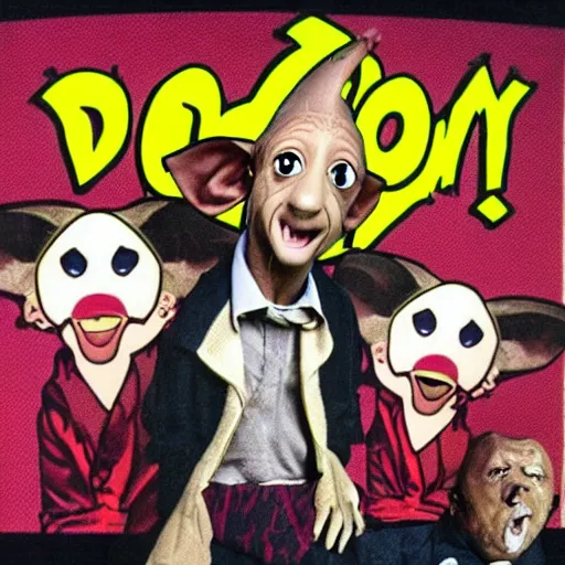 Image similar to dobby mr. t pop band, detailed facial expressions, 1 9 8 0 s aesthetic