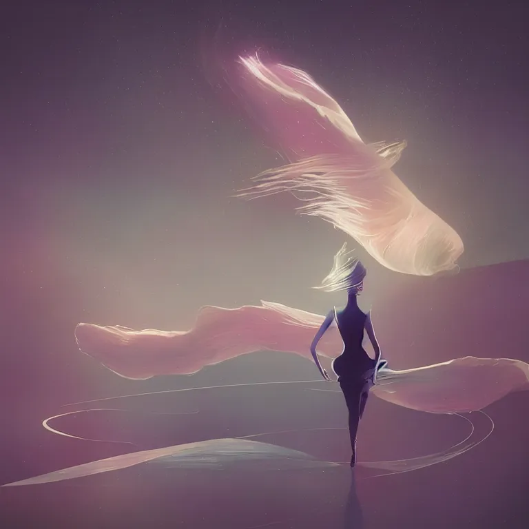 Image similar to dancer in the wind by christopher balaskas, retrofuturism, reimagined by industrial light and magic