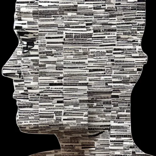 Image similar to the silhouette of a person made of newspapers clippings, digital art, amazing quality, very detailed, trending on artstation